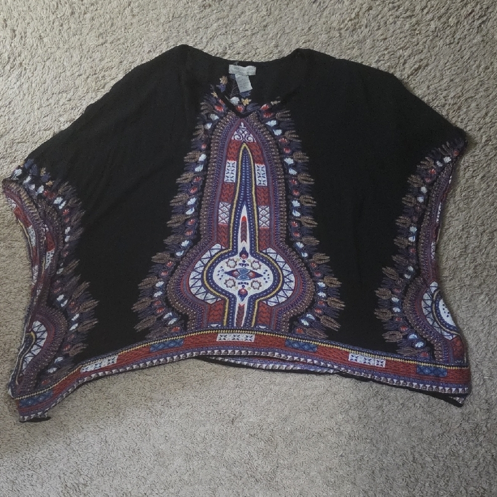 Cost Plus World Market Black and Red Patterned Tunic